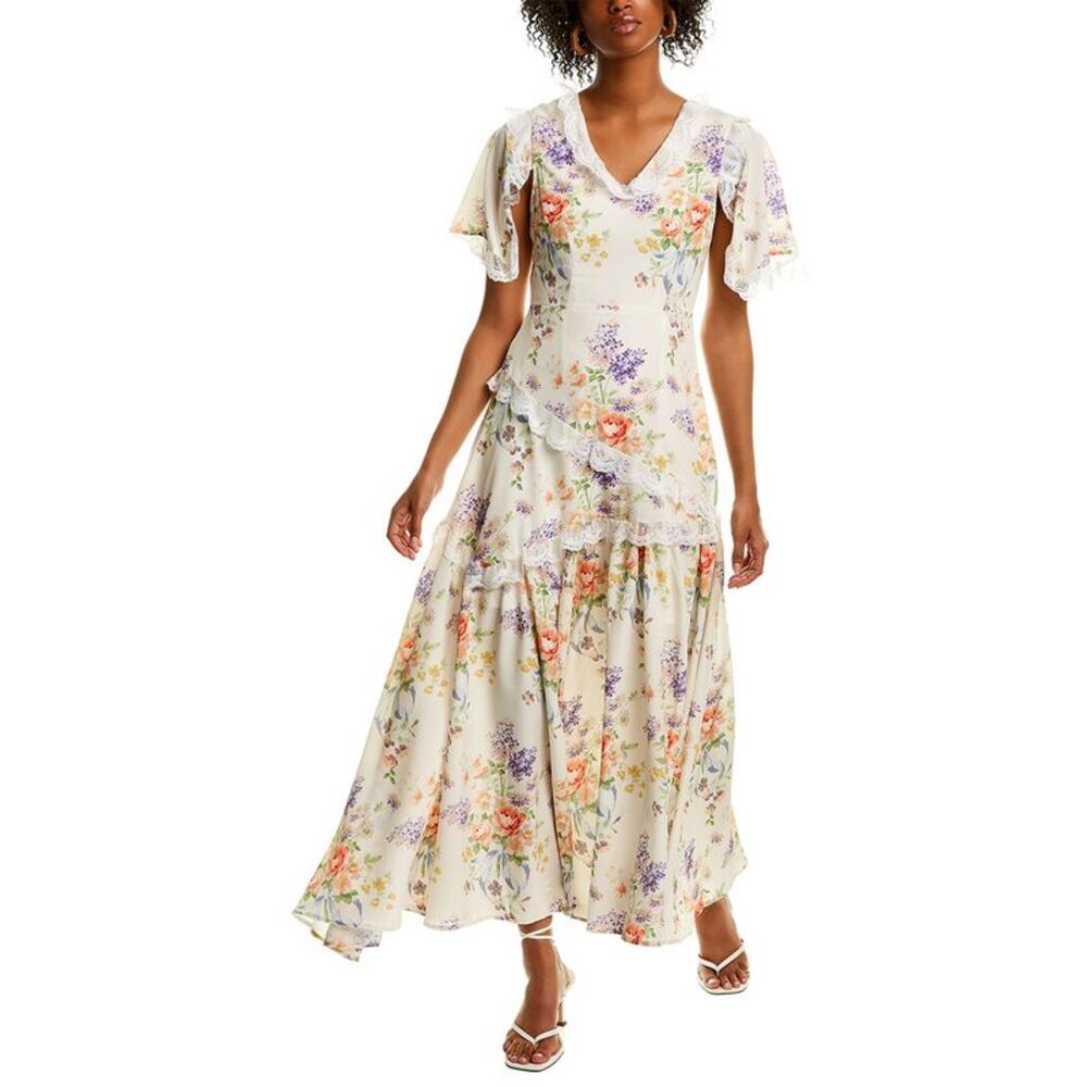 Beulah Womens  Lacy Maxi Dress, Beige